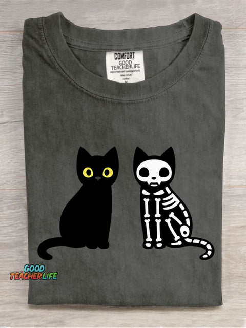 Cute Black Cat Halloween Decoration Pattern T-shirt