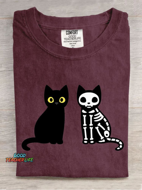 Cute Black Cat Halloween Decoration Pattern T-shirt