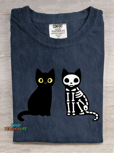 Cute Black Cat Halloween Decoration Pattern T-shirt