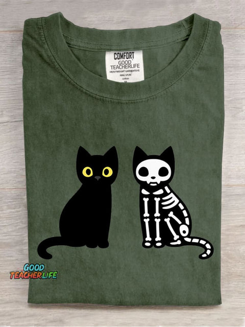 Cute Black Cat Halloween Decoration Pattern T-shirt