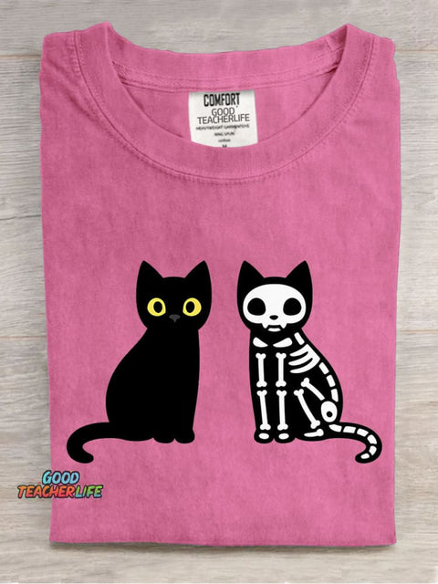 Cute Black Cat Halloween Decoration Pattern T-shirt