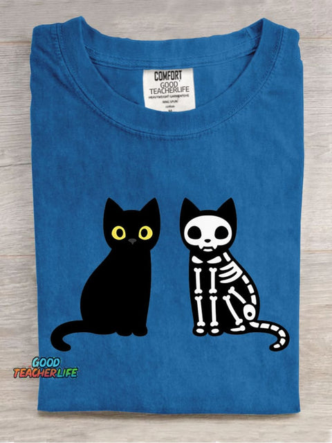 Cute Black Cat Halloween Decoration Pattern T-shirt