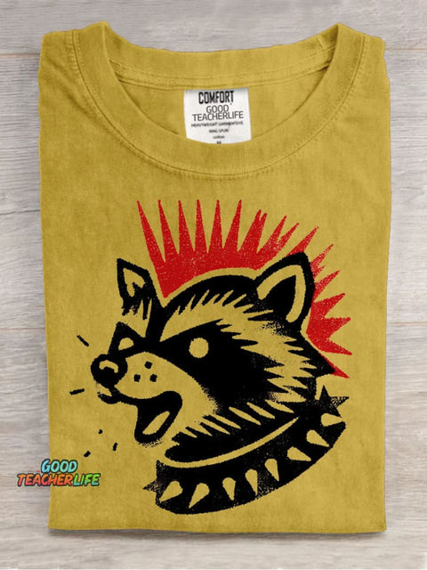 Rock Raccoon Decorative Pattern T-shirt