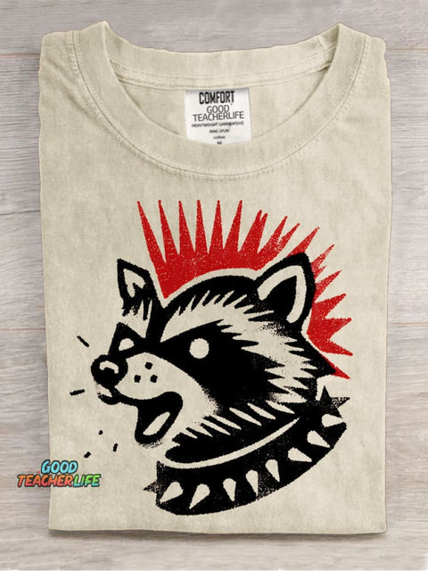 Rock Raccoon Decorative Pattern T-shirt