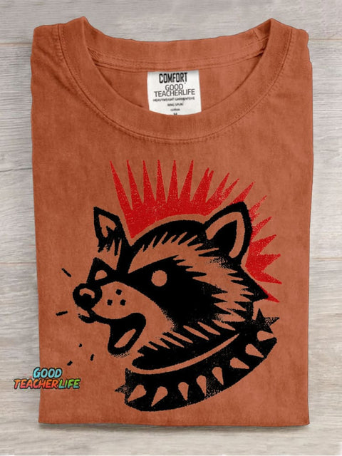Rock Raccoon Decorative Pattern T-shirt