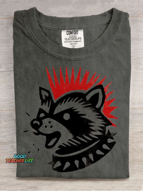Rock Raccoon Decorative Pattern T-shirt