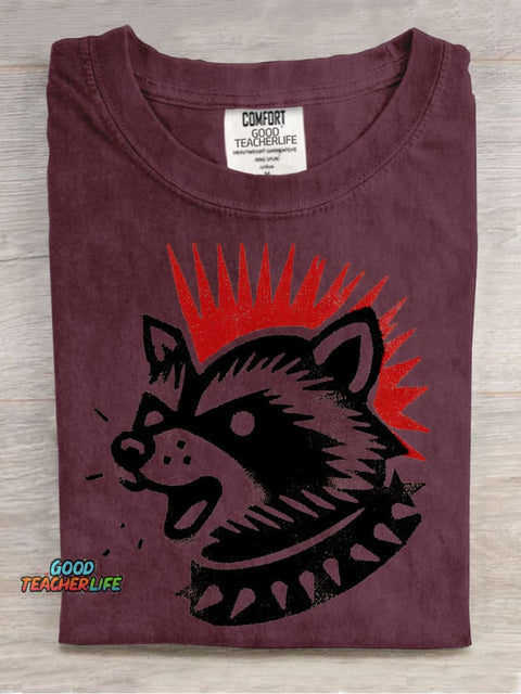 Rock Raccoon Decorative Pattern T-shirt
