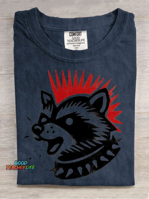 Rock Raccoon Decorative Pattern T-shirt