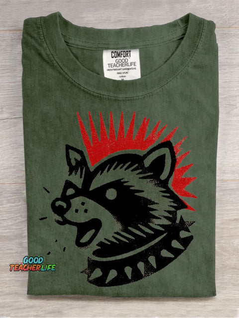 Rock Raccoon Decorative Pattern T-shirt