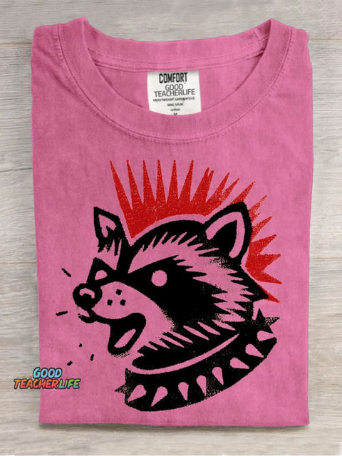 Rock Raccoon Decorative Pattern T-shirt