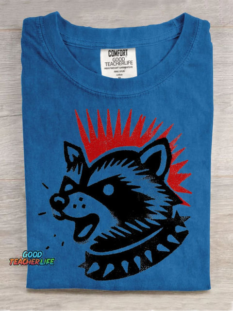 Rock Raccoon Decorative Pattern T-shirt
