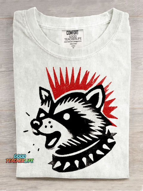 Rock Raccoon Decorative Pattern T-shirt