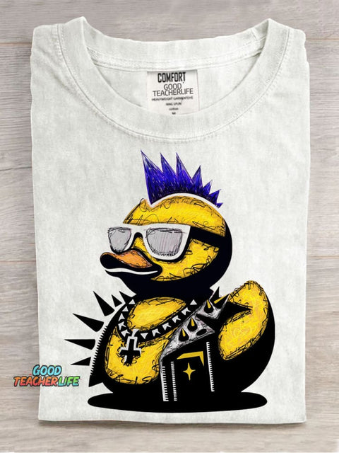 Rock Duck Decorative Pattern T-shirt
