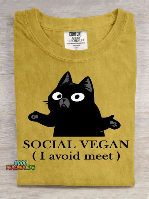 Social Vegan Decorative Pattern T-shirt
