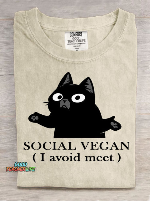 Social Vegan Decorative Pattern T-shirt