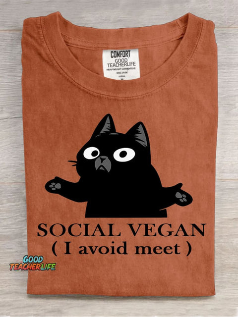 Social Vegan Decorative Pattern T-shirt