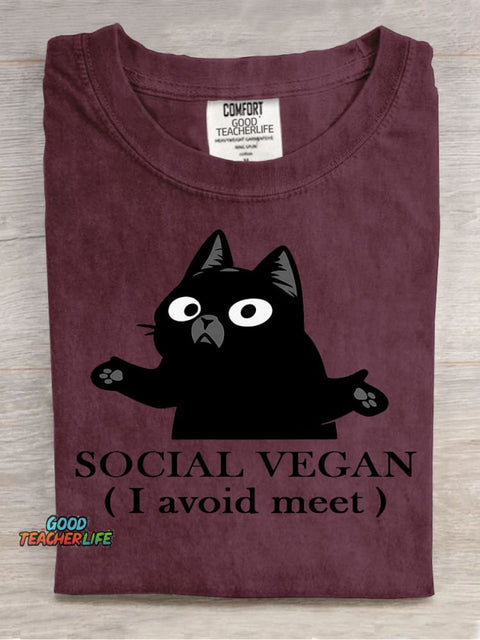 Social Vegan Decorative Pattern T-shirt