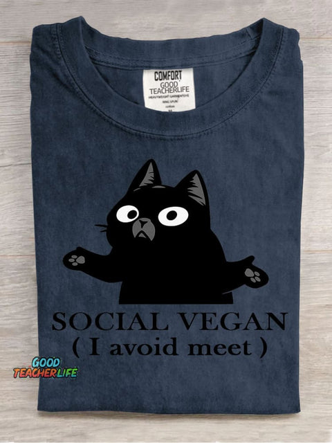 Social Vegan Decorative Pattern T-shirt