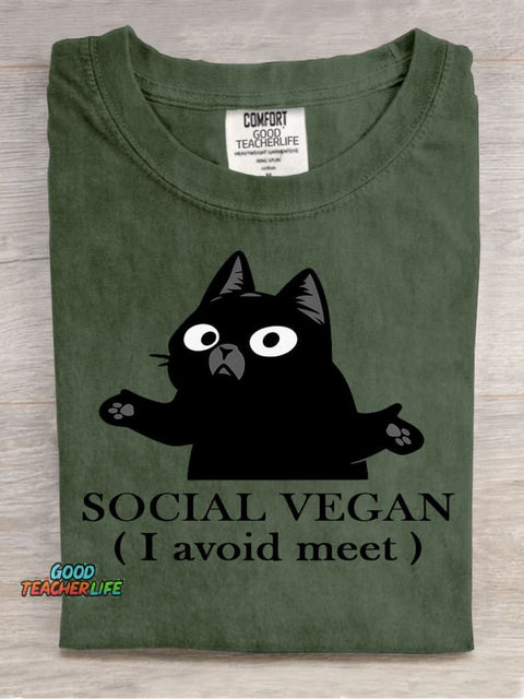 Social Vegan Decorative Pattern T-shirt