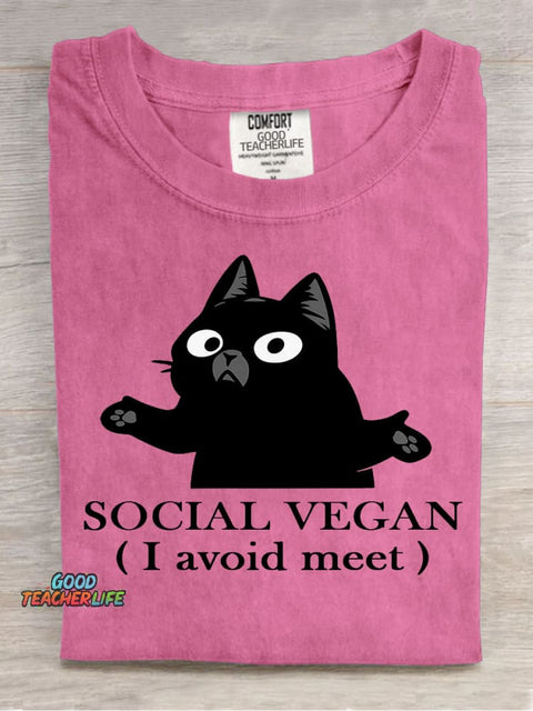 Social Vegan Decorative Pattern T-shirt