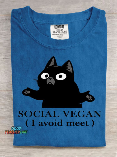 Social Vegan Decorative Pattern T-shirt