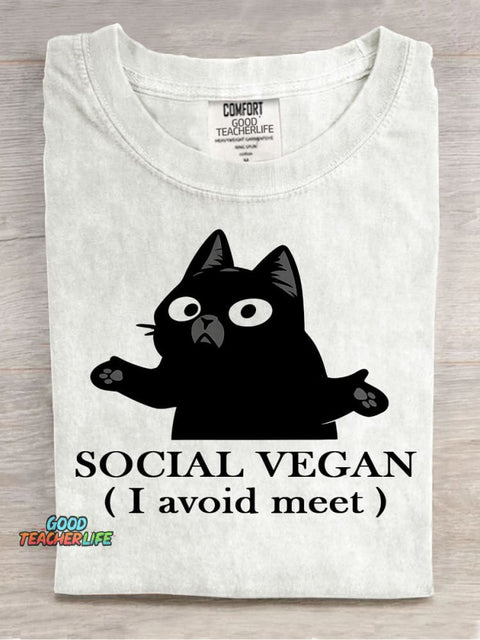 Social Vegan Decorative Pattern T-shirt