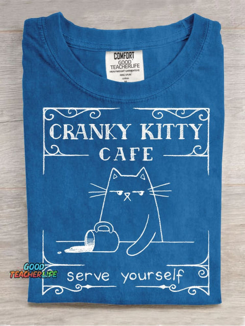 Cranky Kitty Cafe Decorative Pattern T-shirt