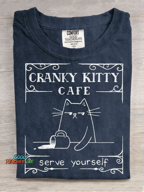 Cranky Kitty Cafe Decorative Pattern T-shirt