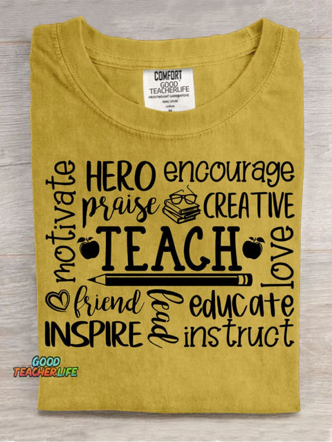 Teach Decorative Pattern T-shirt