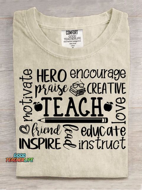 Teach Decorative Pattern T-shirt