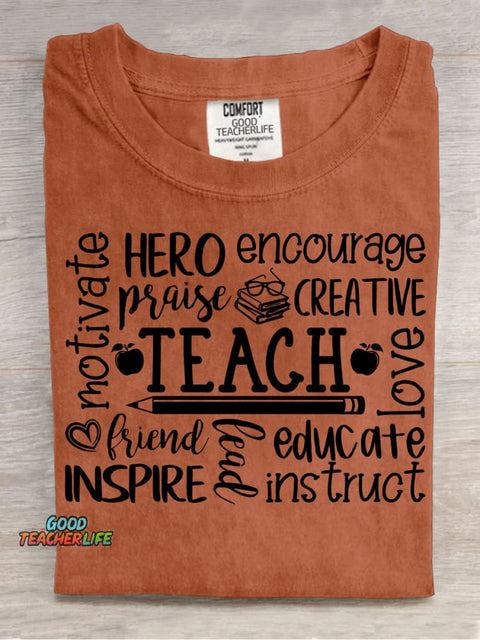 Teach Decorative Pattern T-shirt