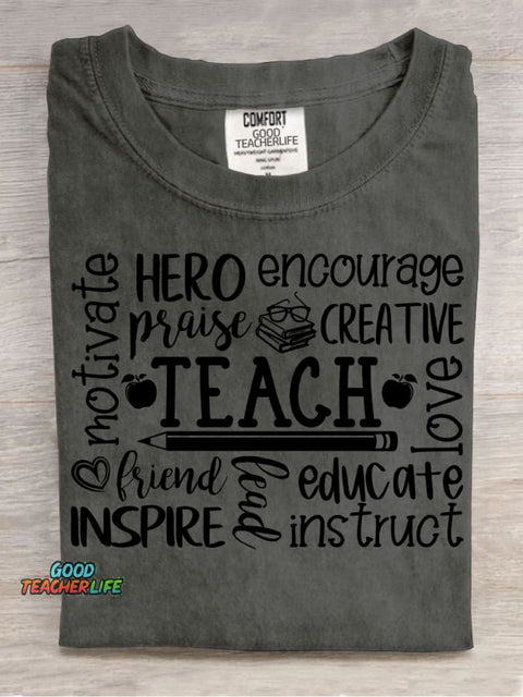 Teach Decorative Pattern T-shirt