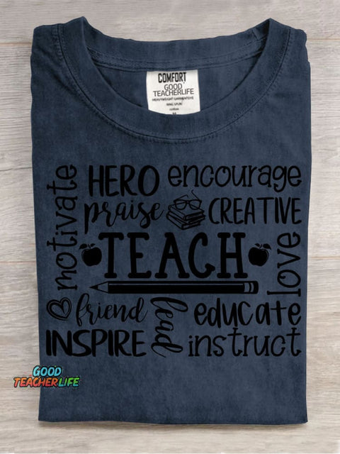 Teach Decorative Pattern T-shirt