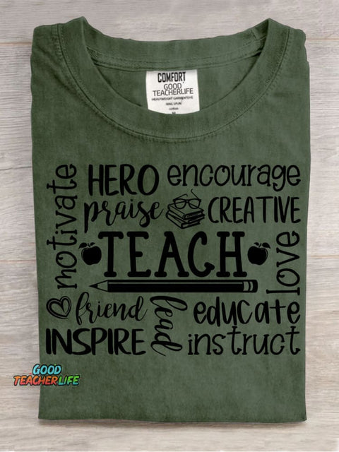 Teach Decorative Pattern T-shirt