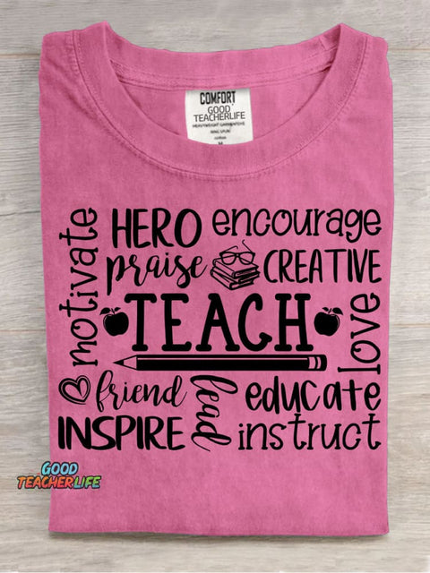 Teach Decorative Pattern T-shirt