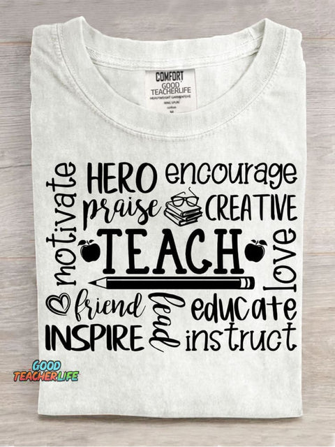 Teach Decorative Pattern T-shirt