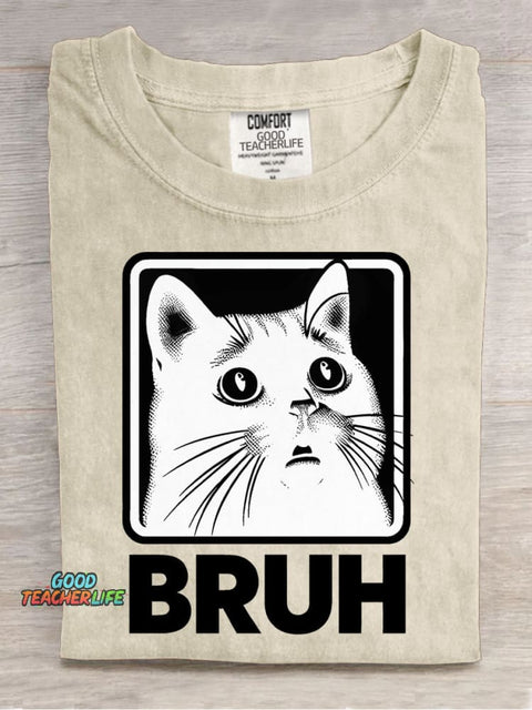 Cat Bruh Decorative Pattern T-shirt