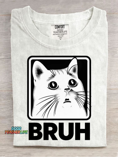 Cat Bruh Decorative Pattern T-shirt