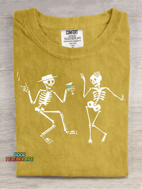 Dance of Skeletons Decorative Pattern T-shirt