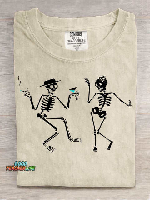 Dance of Skeletons Decorative Pattern T-shirt