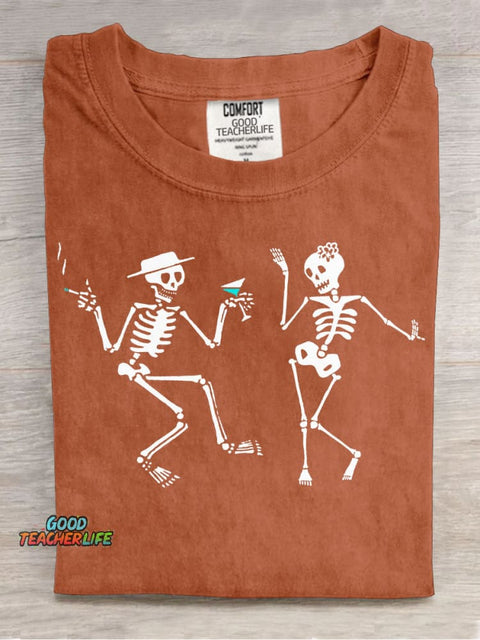 Dance of Skeletons Decorative Pattern T-shirt