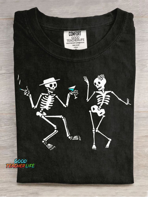 Dance of Skeletons Decorative Pattern T-shirt