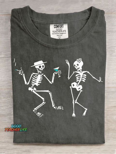 Dance of Skeletons Decorative Pattern T-shirt