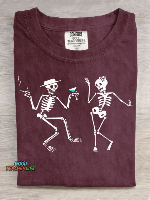 Dance of Skeletons Decorative Pattern T-shirt