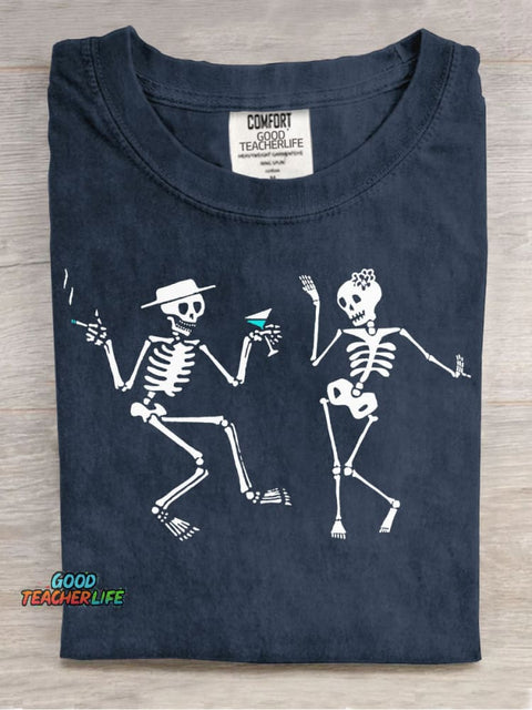 Dance of Skeletons Decorative Pattern T-shirt