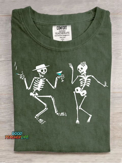 Dance of Skeletons Decorative Pattern T-shirt
