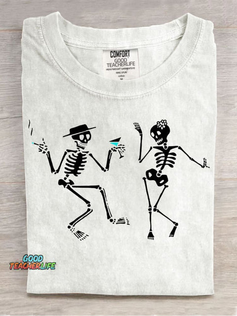 Dance of Skeletons Decorative Pattern T-shirt
