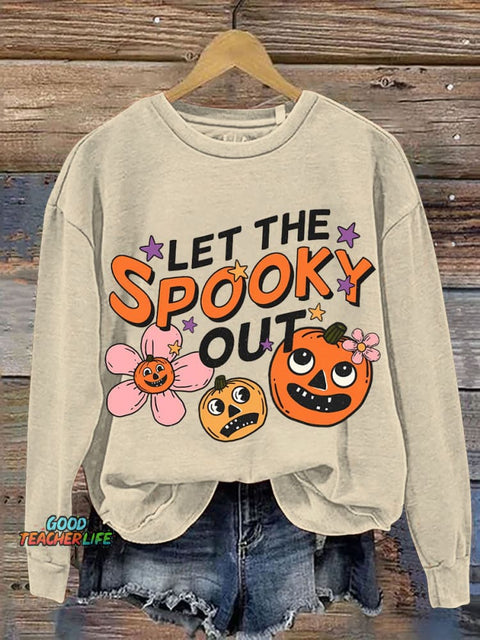 Halloween Let Spooky Out Decorative Pattern Casual Sweatshirt