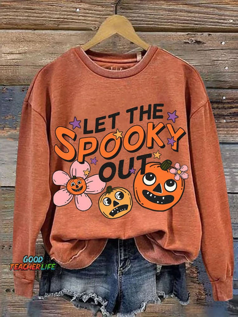 Halloween Let Spooky Out Decorative Pattern Casual Sweatshirt
