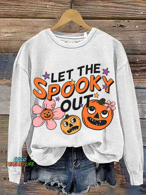 Halloween Let Spooky Out Decorative Pattern Casual Sweatshirt